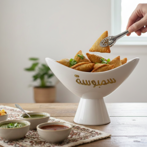 Hand-Painted "Sambousa" Pedestal Bowl