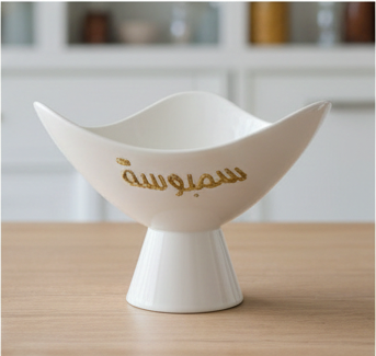Hand-Painted "Sambousa" Pedestal Bowl - Image 2